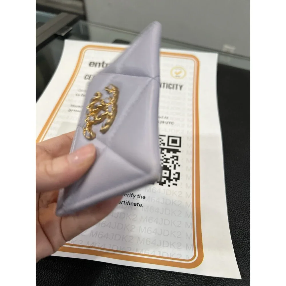 Chanel 19 Lavender Gold Card Case With Authenticity